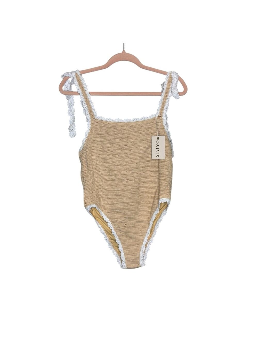 NWT Maiyo Swimwear Crochet Square Neck One Piece Swim